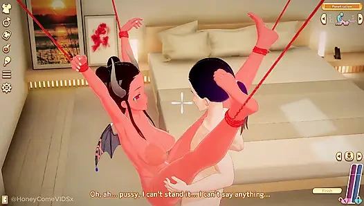 HoneyCome - одержимый дьявол - полный секс с бондажем - без цензуры