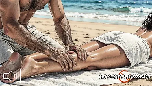 A stranger puts cream on you and fucks you on the beach. Story with a male voice. ASMR.
