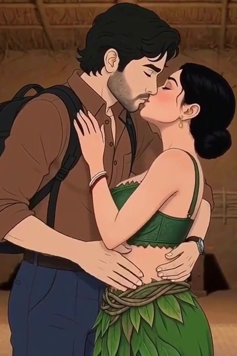 Desi Tribal Village Beauty Hot Passionate Night with Traveler in Forest Hut