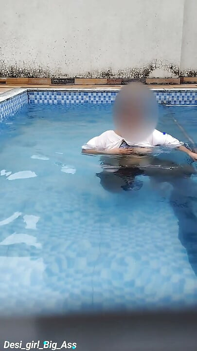 A Hot Couple's Risky Fun in the Swimming Pool.