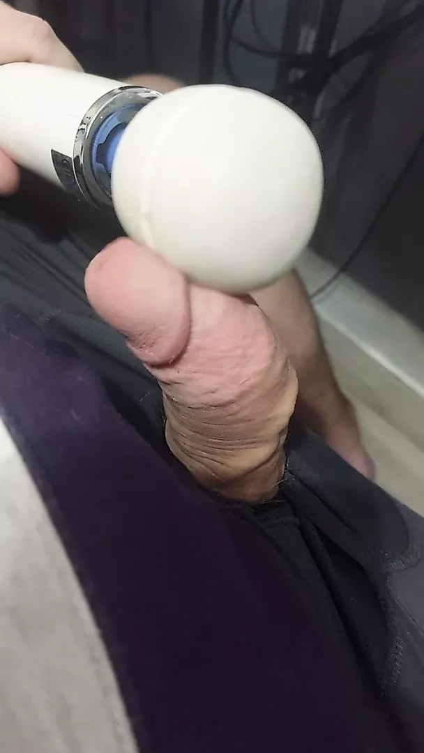 First cum without cage in years! Hitachi wand, no hands