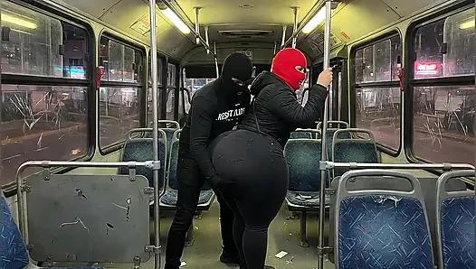 Big Ass Girl in Pink Leggings on the Bus Strips to Pink Thong