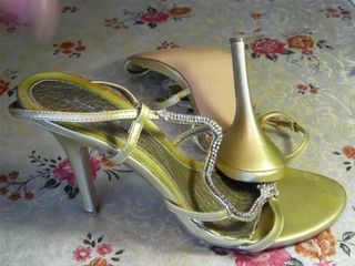 Cum on bronze heels