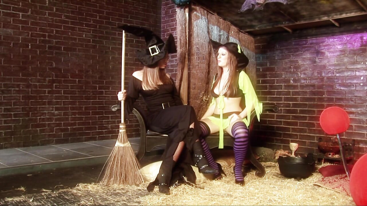 Witches in fantastic orgy time with horny guys