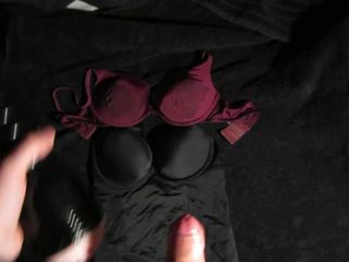 Fleshlight wank and cum over bodysuit and bra