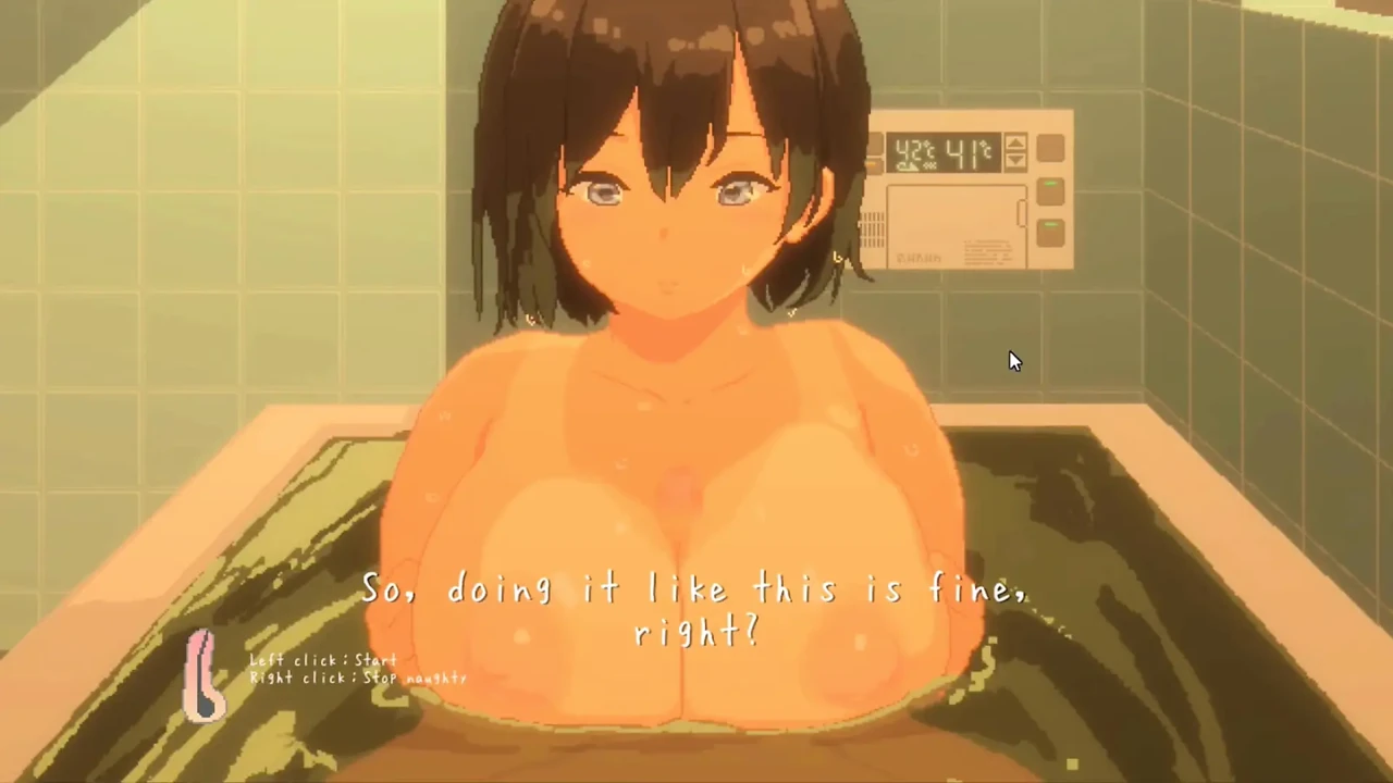 Hentai Game – Summer - Hot Busty Woman in Bath - Paizuri & Titjob Focus