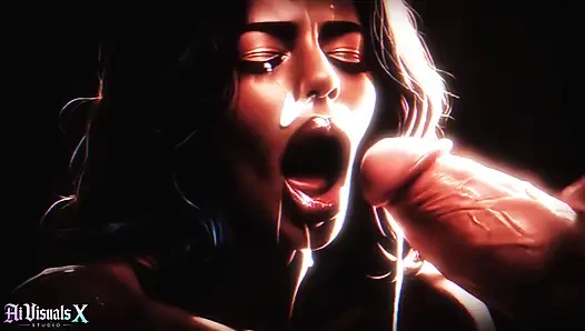INTERRACIAL FANTASY: EBONY Beauties Worship Big White Cock - Titfuck, Blowjob & Facial (AI Generated)