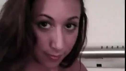 Horny brunette comes home after spring break party to bang an older stud