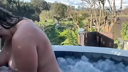 Outdoor Sex with a Hot Blonde MILF in a Hot Tub - Jacuzzi