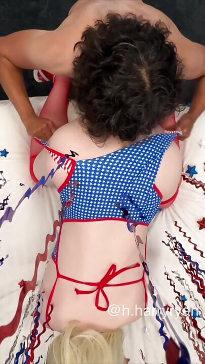 Starting the celebrations by pumping cum into a caged sissy
