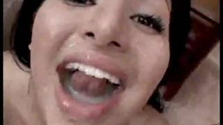 Sativa Rose lets 2 cocks cum in her mouth and swallows all!