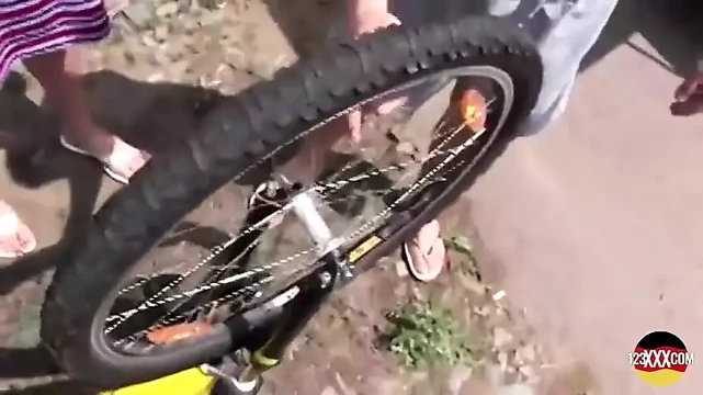 Master Cyclist Riding and Pleasuring a Horny Blonde in the Car