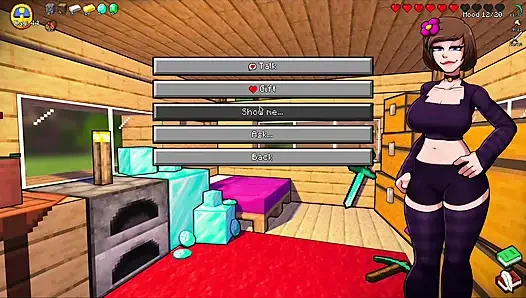 HornyCraft Minecraft Parody Jenny Gives Sloppy Deepthroat Blowjob to Futanari Alex