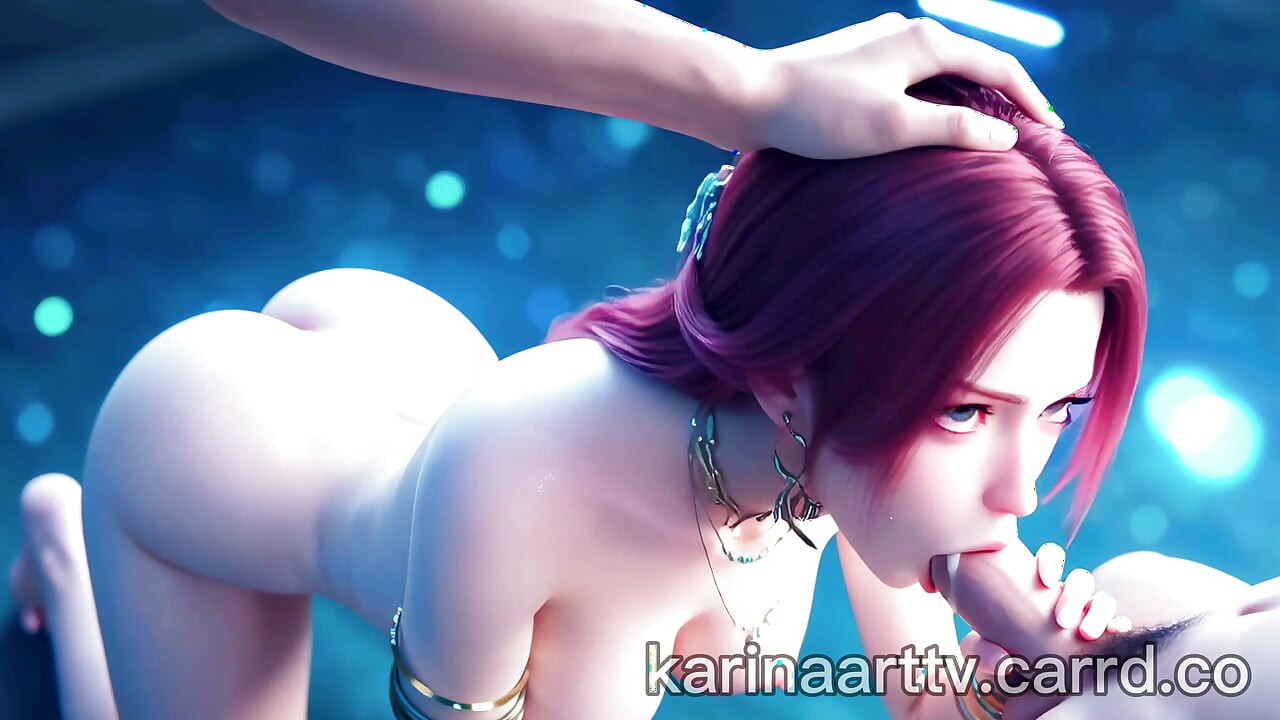 Beautiful redhead girl's joyful dance remembering the sublimated days with her lover AI