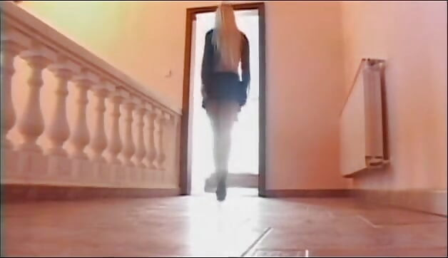 Sexy long hair blonde rides hard black cock with her butt
