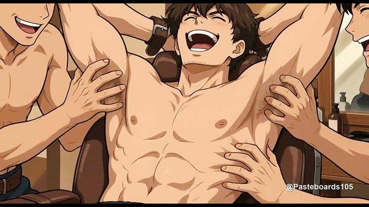Preso na Cadeira do Barbeiro - Mãos Nuas nas Suas Axilas Esticadas (2D Anime)