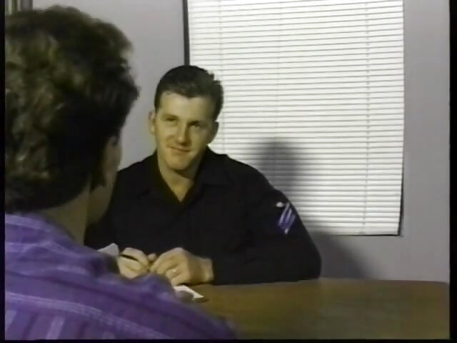 Hot stud in uniform wants to fuck his buddy on his office desk