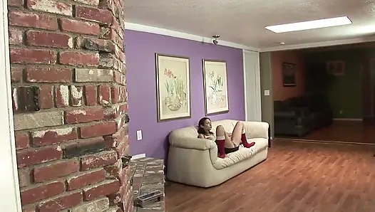 Petite babe plays with her pussy before getting fucked by BBC