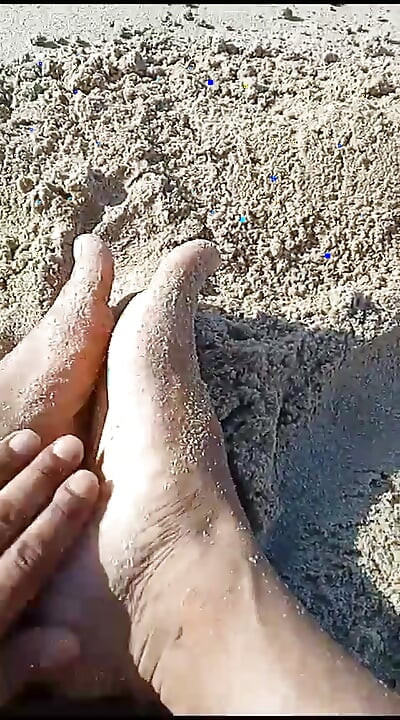 On the Nudist Beach Horny Showing off My Feet