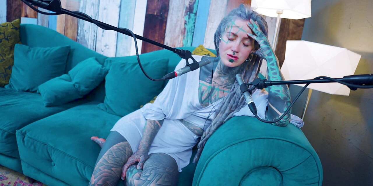 I talk about G - Grattitude- ASMR podcast SFW talking goth skinny girl dreadlocks tattoo model inked girl