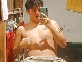 Asia Gay Teen Wanking,. Moan and Tast His Own Cum