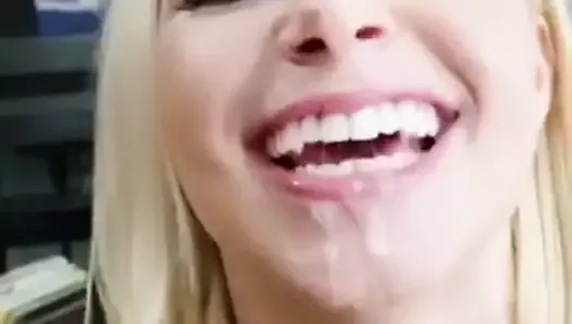 Sexy blond sucks out a big load of cum