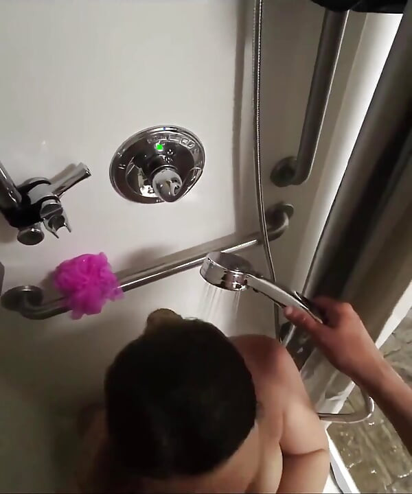POV Public Shower Blowjob Behind the Scenes with Hot Wife