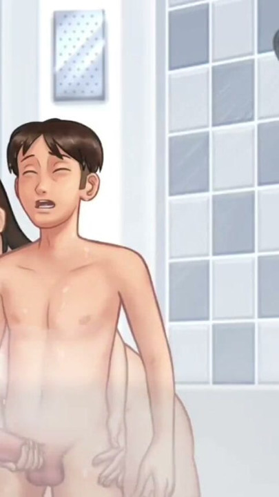 Anon sucks Debbie's asshole and squeeze her big boobs in shower - summertime saga gameplay part 4 | Clip 1