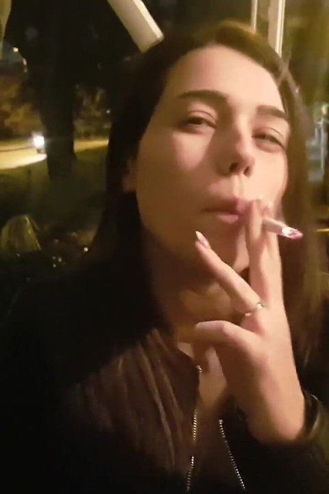 Smoking and foot fetish in outdoor with cute teen