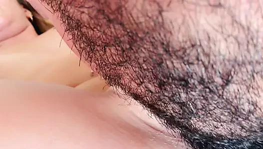 Bearded Guy Devours Wet Pussy in Extreme Close-Up - Intense Cunnilingus & Fingering Until She Cums Hard
