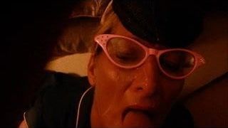 New MILF cum on glasses while smoking