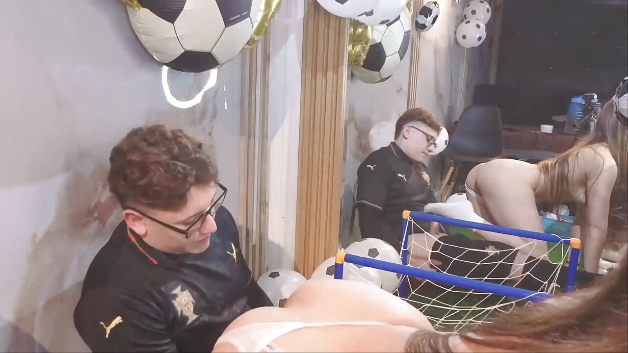 Sweaty amateur sex: My stepbrother fucks me after playing football.