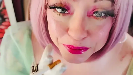 A Pretty Princess, Tina Snua , Chainsmokes 2 Cork Cigarettes - Dangling Snap Inhales Drifting Smoke