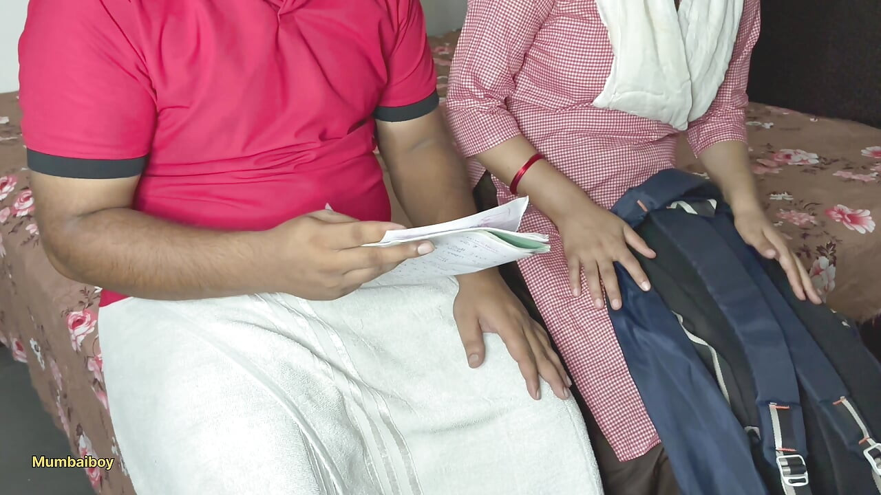 kusum Before going to school,  comes to the neighbour stepuncle to get tips for the exam.