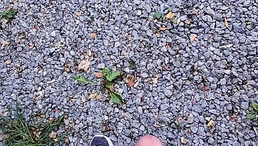 Risky handjob public