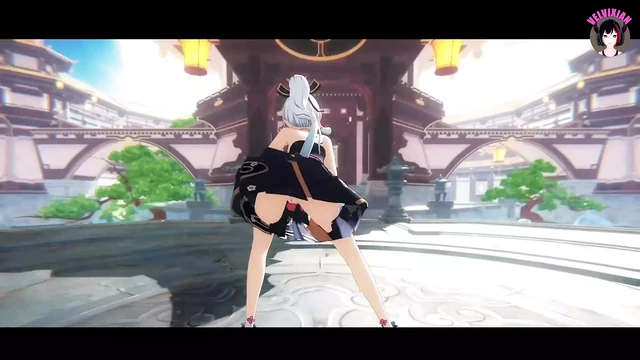 Kamisato Ayaka - Sexy Dance with Ass Focus