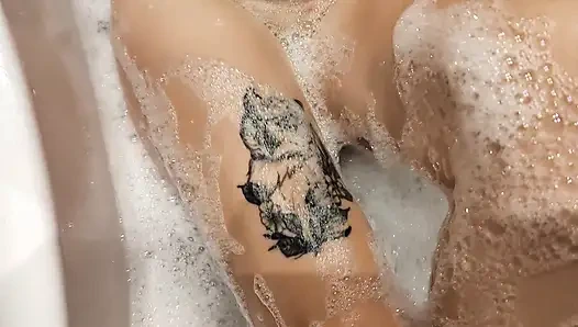 Big Tits Step Daughter in Foam Bathroom