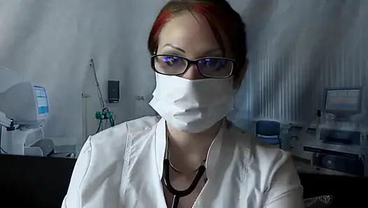 Doctor eating in medical mask and gloves