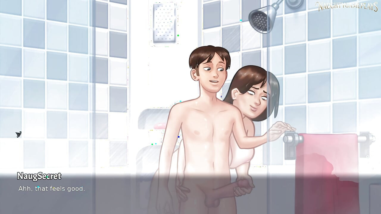 Stiefmutter wird von seinem massiven schwanz in der dusche überrascht - Summertime saga 37 von dark Nnerin - Hentai porno-spiel 3D