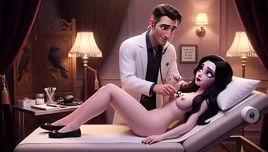Luna'nın şehvetli ilk kontrol gotik güzelliği doktorunun bakıcı ellerinde uyanıyor (yapay zeka oluşturuldu)
