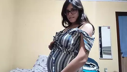 Busty pregnant makes you cum with her tits