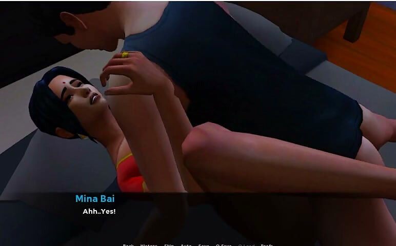 Insimology - Gameplay - Roleplay - Saree -desi Maid Fucks Owner Stepson in Bed