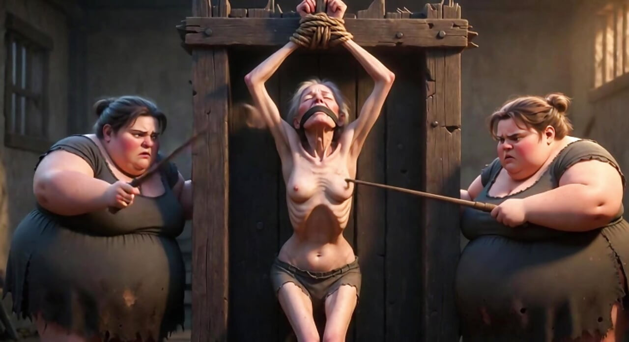 Babcia niewolnica sesja bicia piersi przez dwie otyłe bbw dominatrixes