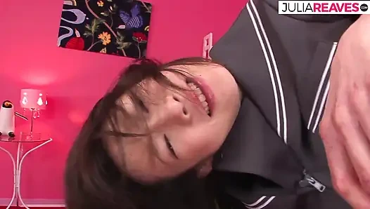 Asian pussy wet with sex toy, and then comes the hard fuck