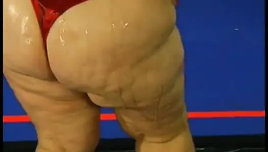An oiled hairy BBW fucks with her fucker