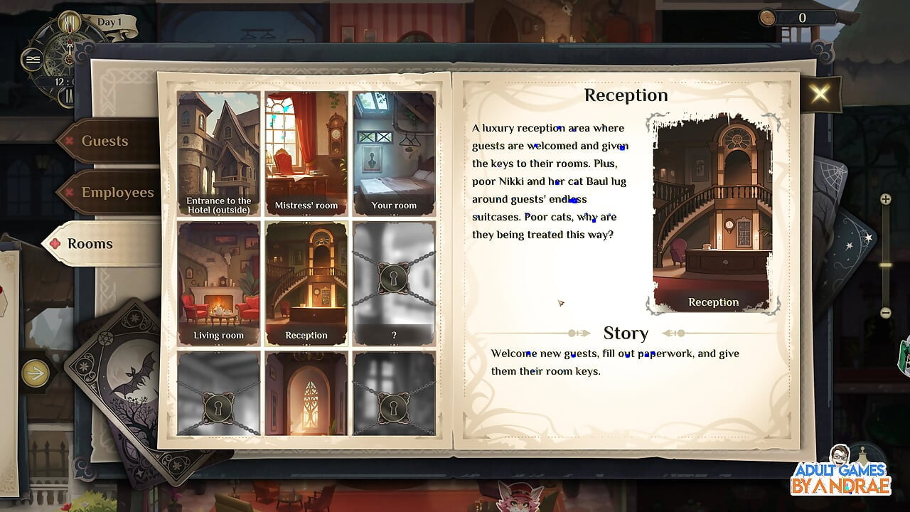 Hotel Tales Gameplay Part 2 - Exploring the Living Hotel and Meeting the Huntress Griselda