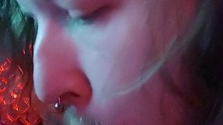 Fag Challenge Sucking an Gagging on a Dildo