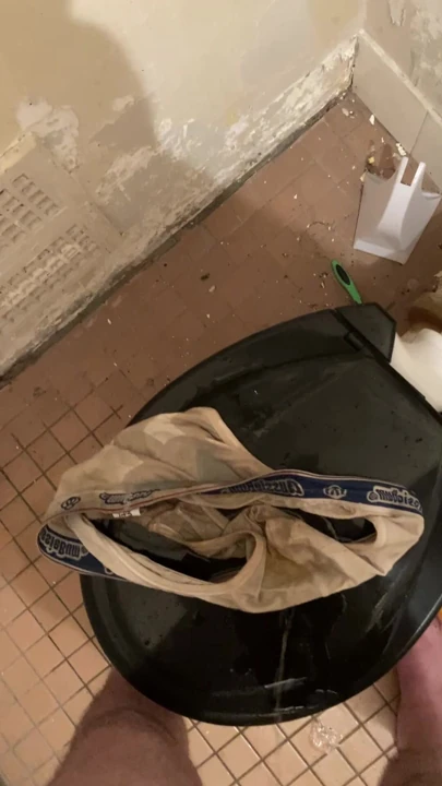 Pissing on underwear and toilet floor
