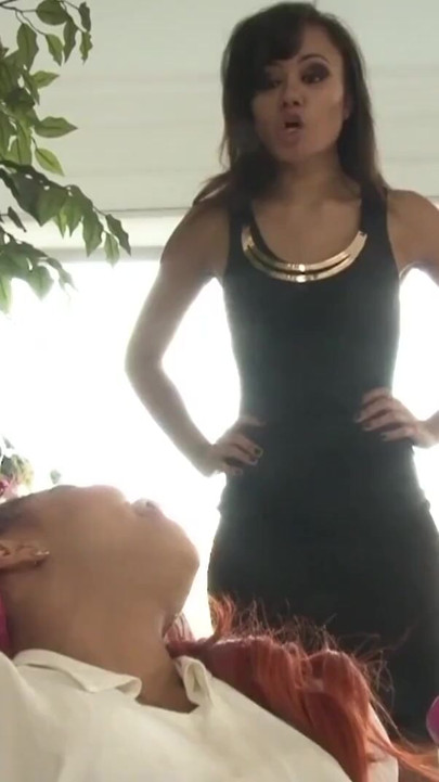 Serious Asian dyke fucking with a strapon and all the necessary sex accessories | Clip 1
