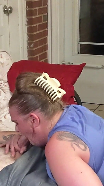 Unforgettable moment from "Cheating wife caught giving the neighbor a blowjob and smoking!"